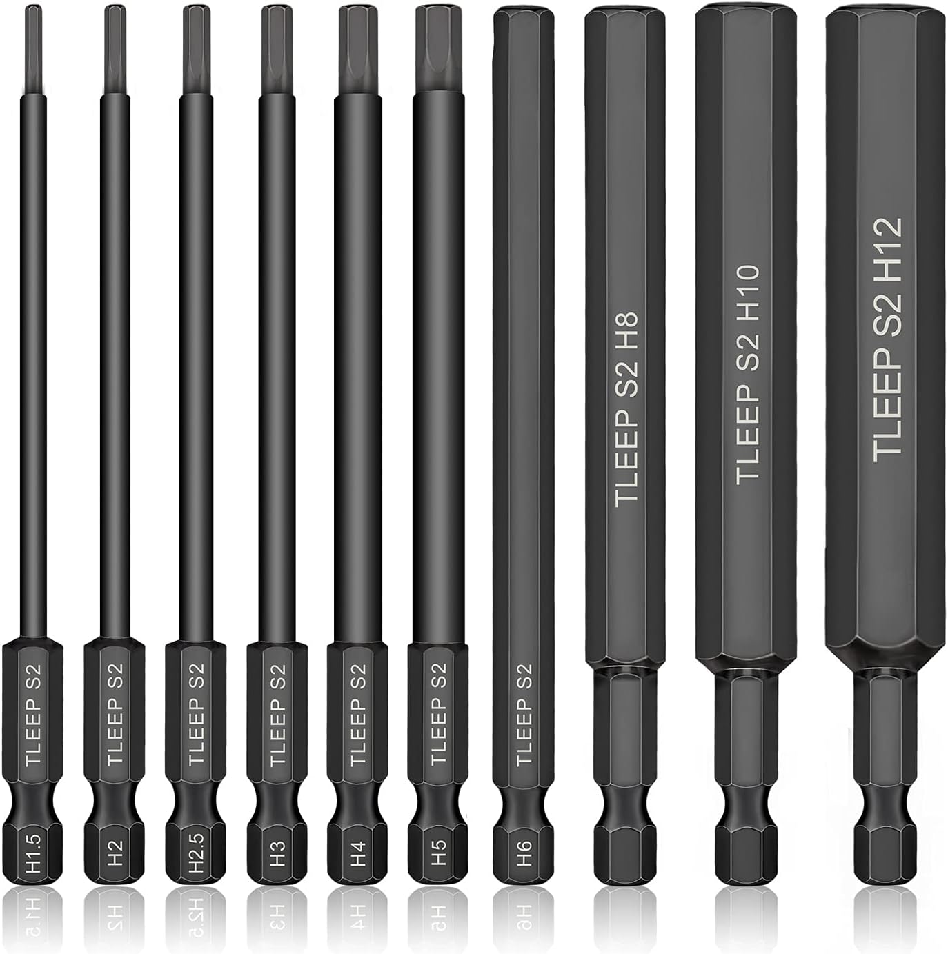 20 x Magnetic Power Nut Driver Set for Impact Drill, Extended 1/4" Hex Head Drill Bit Set SAE & Metric, 10 x 1/4 Inch Hex Head Allen Wrench Drill Bits Long 100MM, Metric 1.5mm to 12mm