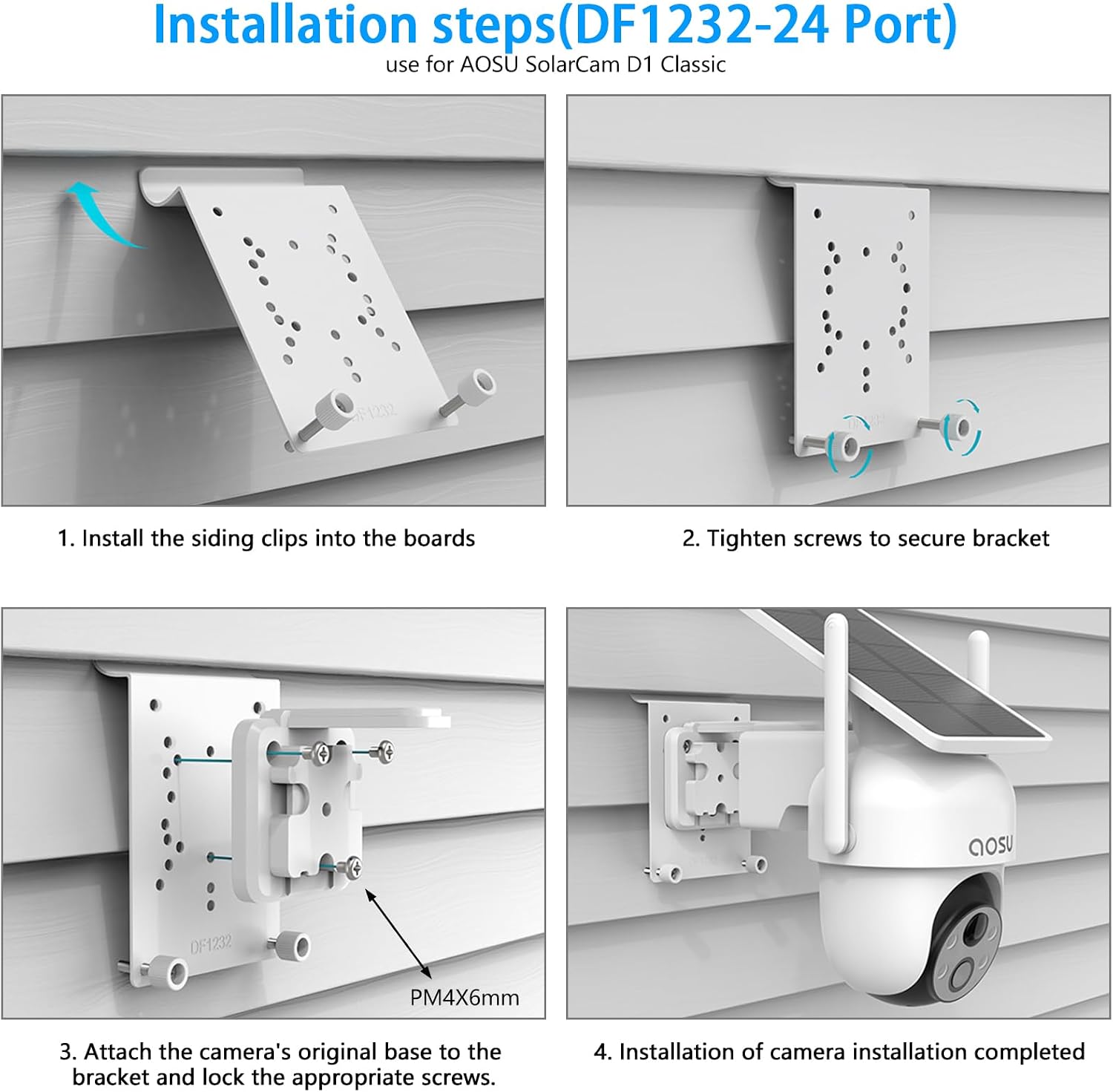 Vinyl Siding Mount for AOSU SolarCam D1 SE/Lite/Max, eufy Solocam S340/E30,Reolink Argus PT 3MP/4MP/ 5MP/2K/4K/8MP,ANSQUE Security Cameras (GU01/SA01), Cinnado B6 Security Camera (White)