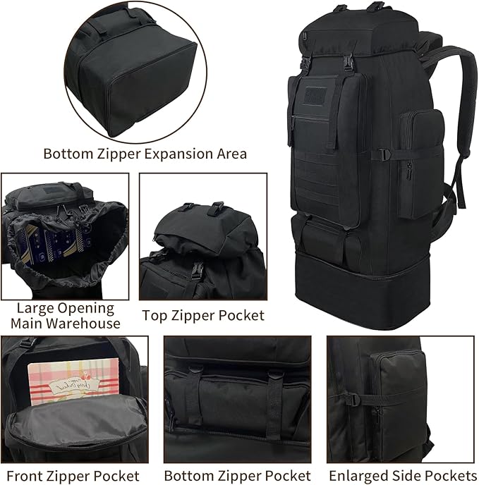 Mochila de Senderismo 100L Impermeable con Sistema MOLLE miniatura 5