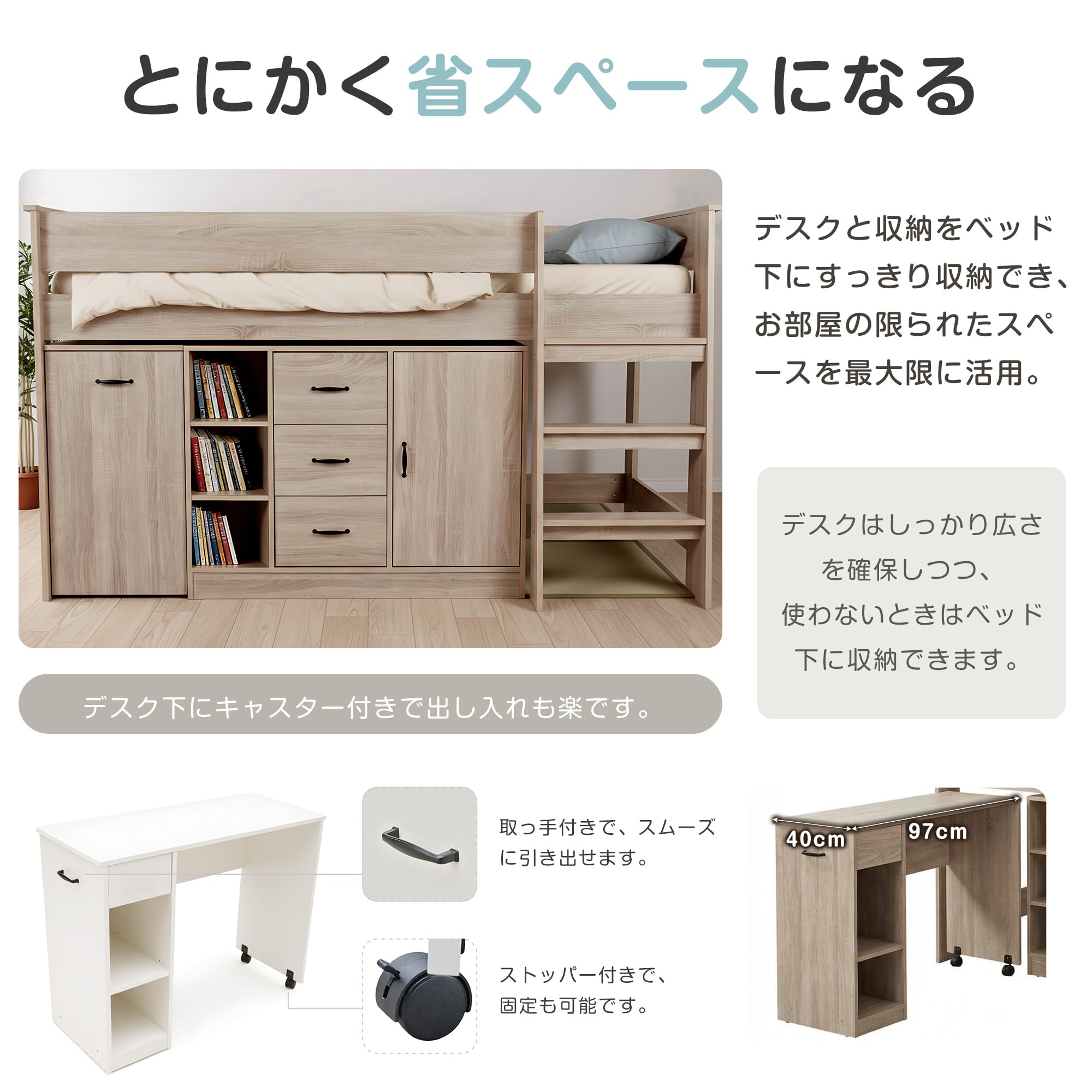 Amazon｜OSJ ロフトベッド システムベット 3点セット 木製 分離可能