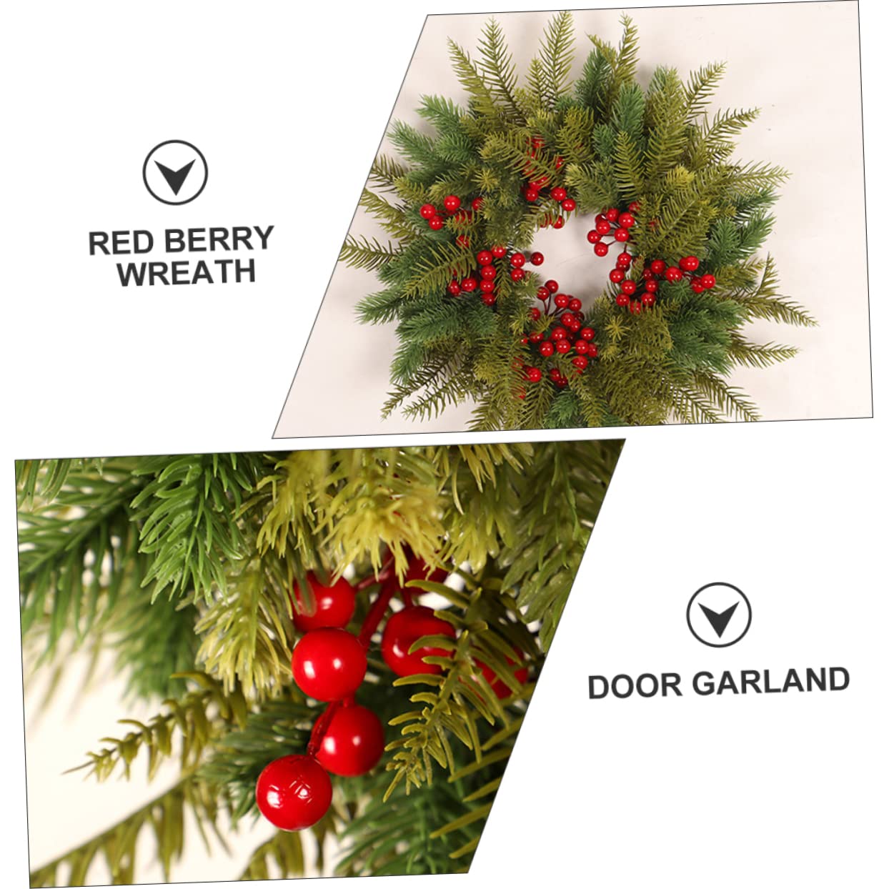 Cabilock 2 Piezas de Navidad Planta de Navidad Guirnalda Decoración navideña Coronas navideñas Christmas Garland de Frutos Rojos Colgante de Anillo de plástico Green
