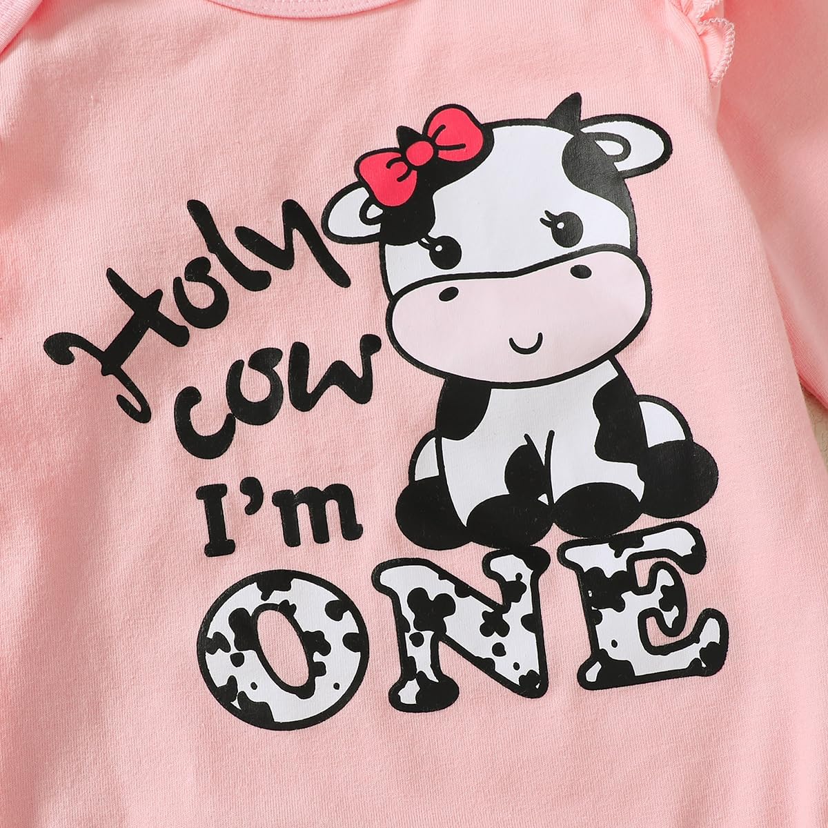 Baby Girl First Birthday Outfit - Holy Cow I'm One - Image 4