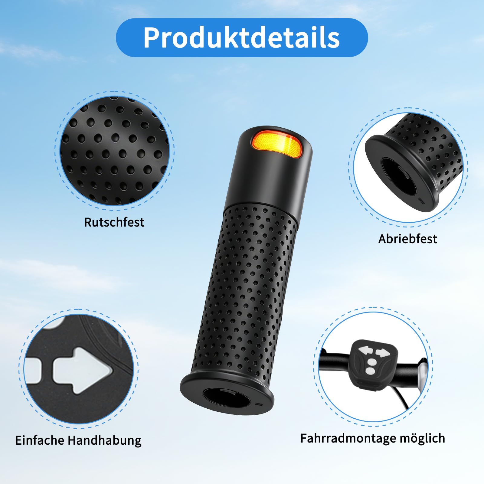 E Scooter Blinker Nachrüsten Set für Xiaomi für M365 für Pro 1S/Pro 2 für Mi3 für Ninebot Max G30/G30D, Blinker E Scooter Rollergriffe mit Blinkerlampe Lenkergriffe Scooter Zubehör(Schwarz)