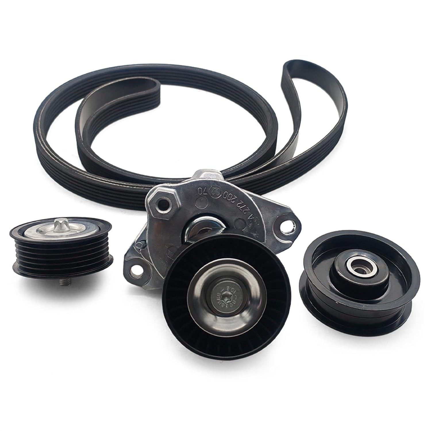 Drive Belt Tensioner Idler Pulley Belt Kit Fit for Mercedes-Benz C300 C350 E350 E550 GLK350 GL450 GL550 SLK300 C280 CLS550 S550 SL550 R350 Replace 2722000270 2722021019 2722021419 6PK2404