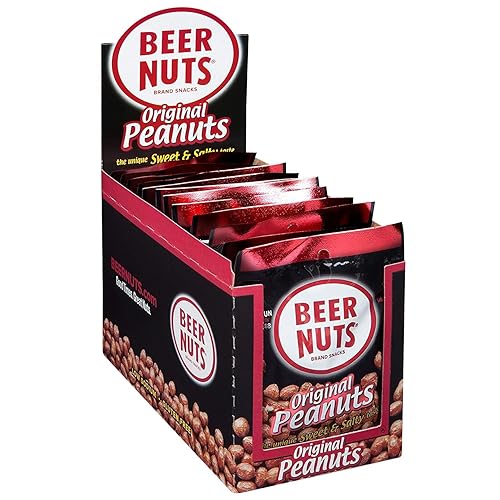 Miniatura 10 de BEER NUTS Original Peanuts - Nueces de barra dulces y saladas, sin gluten, kosher, bajo en sodio, bocadillos de maní empaquetados para llevar,