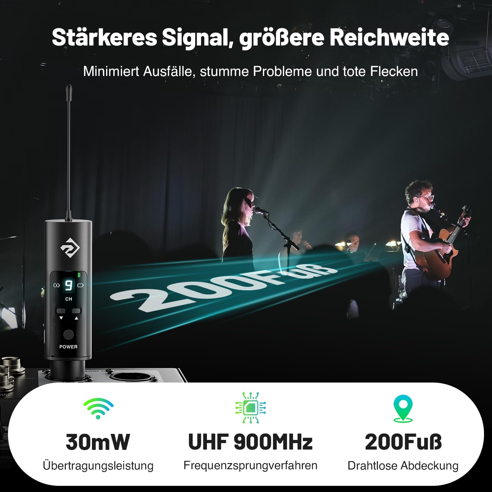 Phenyx Pro PDP-M UHF Stereo Funk-IEM-System mit Beltpack-Empfänger | 16 Frequenzen, 200 ft Reichweite, Sender & Beltpack-Empfänger, Kompaktes Design, Studio, Bands, Live-Auftritt