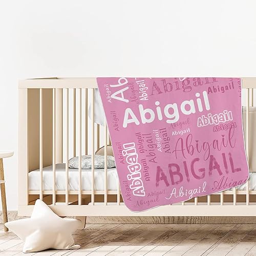 Miniatura 4 de Manta de bebé personalizada con nombre rosa, mantas de bebé personalizadas para niños y niñas, manta suave y acogedora para recién nacidos y bebés,