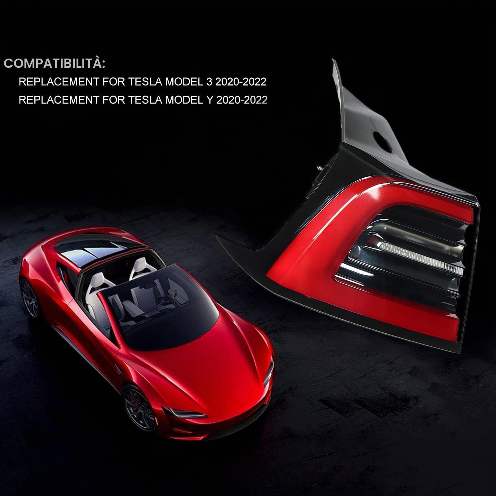 Fanale Posteriore per Model 3 2020-2022, Sostituzione fanale Posteriore Esterno per Model Y 2020-2022, Gruppo Lampada Freno Posteriore Stop Indicator Light (Sinistra 11502086 00