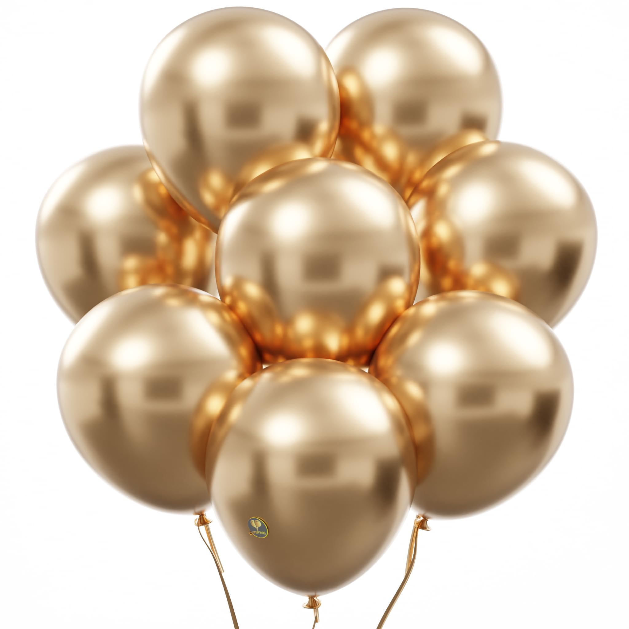 AFTERLOON® Biodegradable Balloons 24 pcs Chrome Champagne Gold 12 Inch, Natural Rubber Latex Plastic-Free Alternative Metallic Durable Thickened Extra Strong Helium Float, ballon baloon Globos Decor