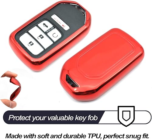Miniatura 3 de Compatible con Honda Accord Civic Odyssey Passport Pilot Clarity Crosstour CRV CRZ Fit HR-V Insight Ridgeline Funda roja TPU Funda para llavero