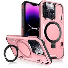for iPhone 13 Pro Max Case, [Compatible with Magsafe] [Invisible Built in Stand & Ring Holder] MIL-Grade, Dual Layer Shockproof Full Protective Case for 13 Pro Max-Rose Gold