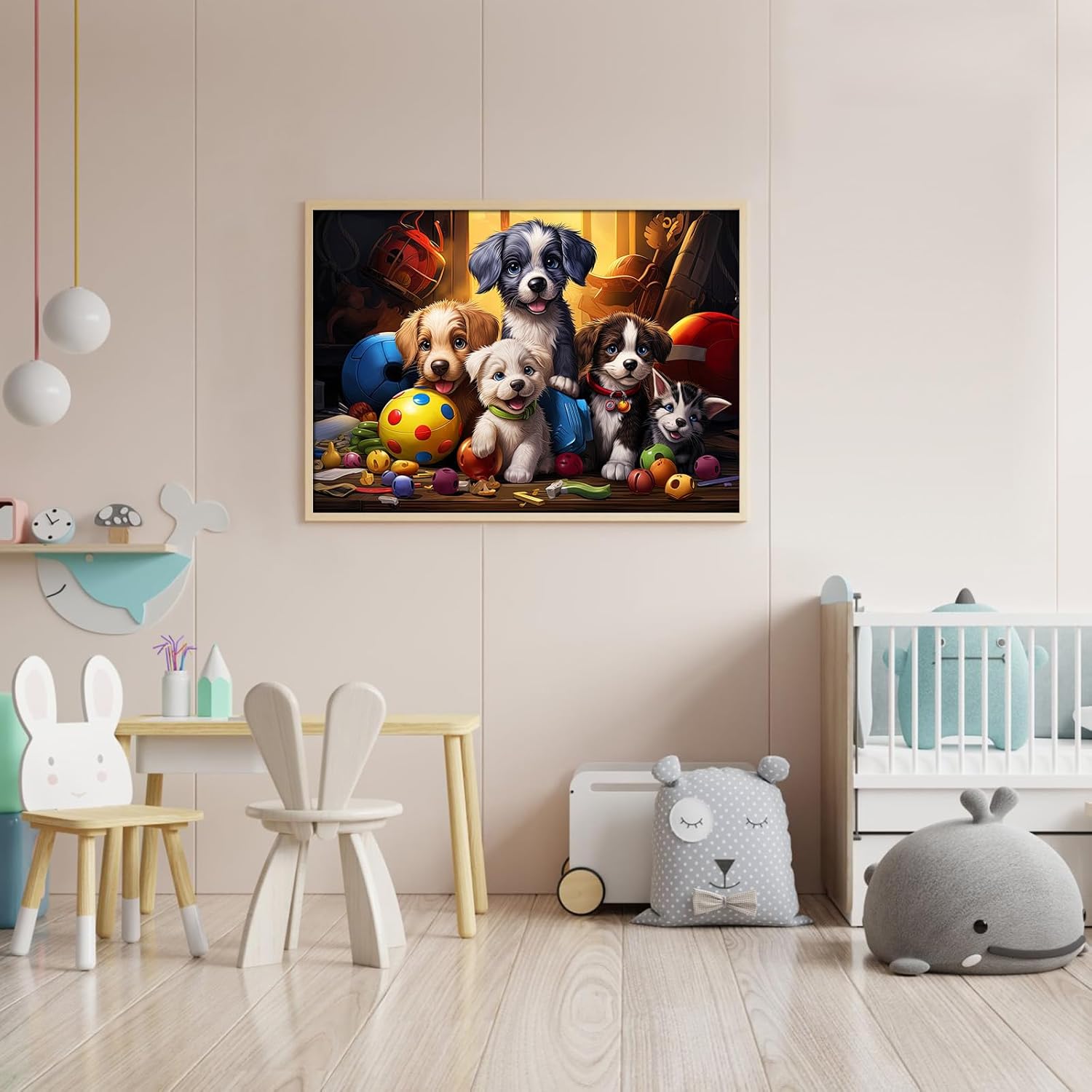 Five Little Pups Jigsaw Puzzle, 1000 Pieces Puzzle for Adults, Funny Dog Puzzles, Impossible Hard Difficult Challenging Puzzles for Adults, Home Decoration Puzzle, Interlock Perfectly No Dust