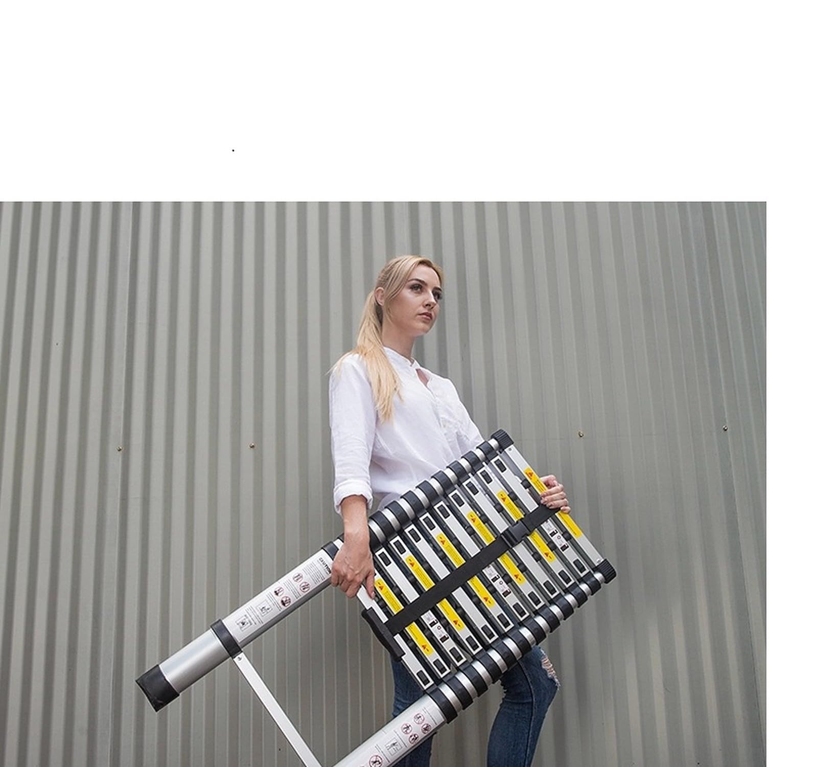 Smarty 14 Feet Portable Lightweight Adjustable Compact Stable 4.1 Meter Telescopic Aluminium Ladder for Home and Outdoor — Amazon image 9