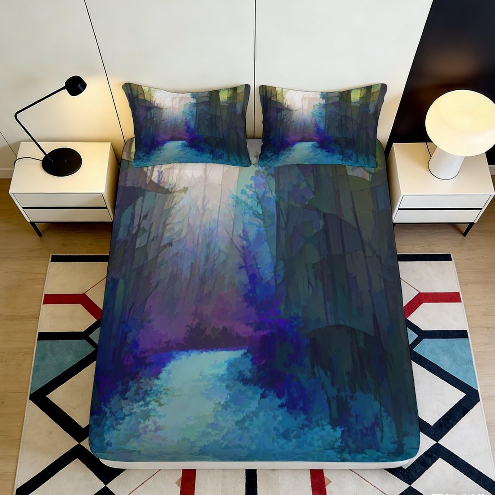 Jqzkxnhpbr Style-9 3D Printed Abstract Blue Fitted Sheet Microfiber Soft Breathable Waterfall Mattress Cover For Bedroom Dorm Decor 90X200x25cm