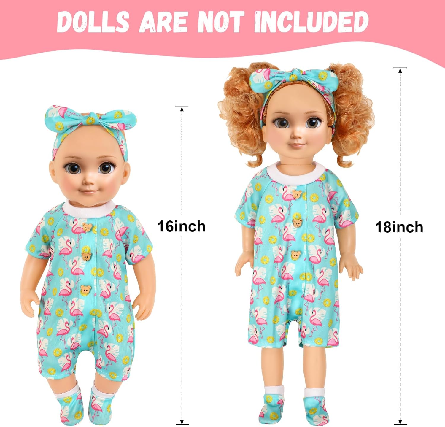 UPINS Baby Doll Clothes Accessories 6 Sets Doll Clothes Jumpsuit Bow Headband Socks for 18 Inch New Born Dolls Outfits