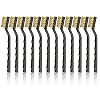 12Pcs Mini Wire Brush Set, Small Brass Wire Brush with Plastic Handles, Multipurpose Kitchen Cleaning Tools for Welding Slag, Metal Work Pieces, Greasy Dirt, Stain and Rust