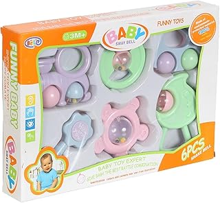 مجموعة ألعاب شخشيخة للأطفال من بيل، 6 قطع - متعددة الألوان