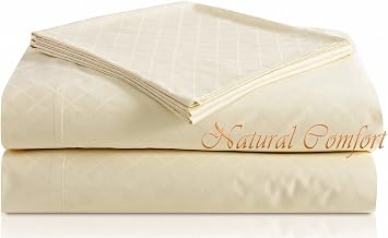 Natural Comfort Premier Hotel Select Sheet Set, Queen, Cream/Jacquard