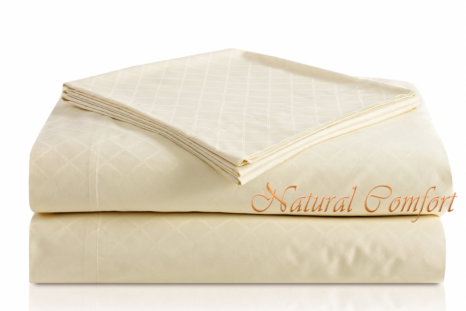 Natural Comfort Premier Hotel Select Sheet Set, Queen, Cream/Jacquard
