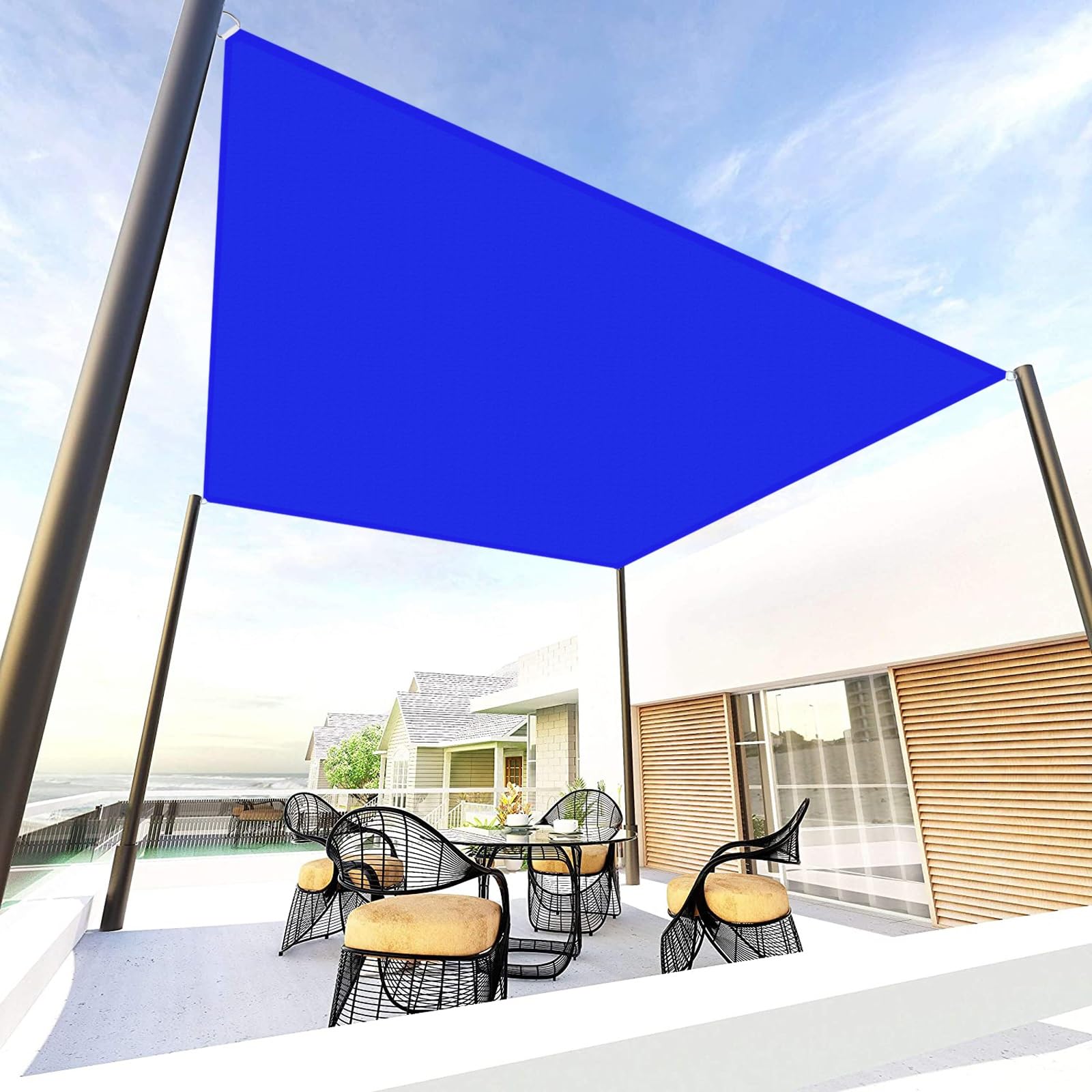 Voile d'ombrage rectangulaire 4.5x9m bleu foncé pour patio