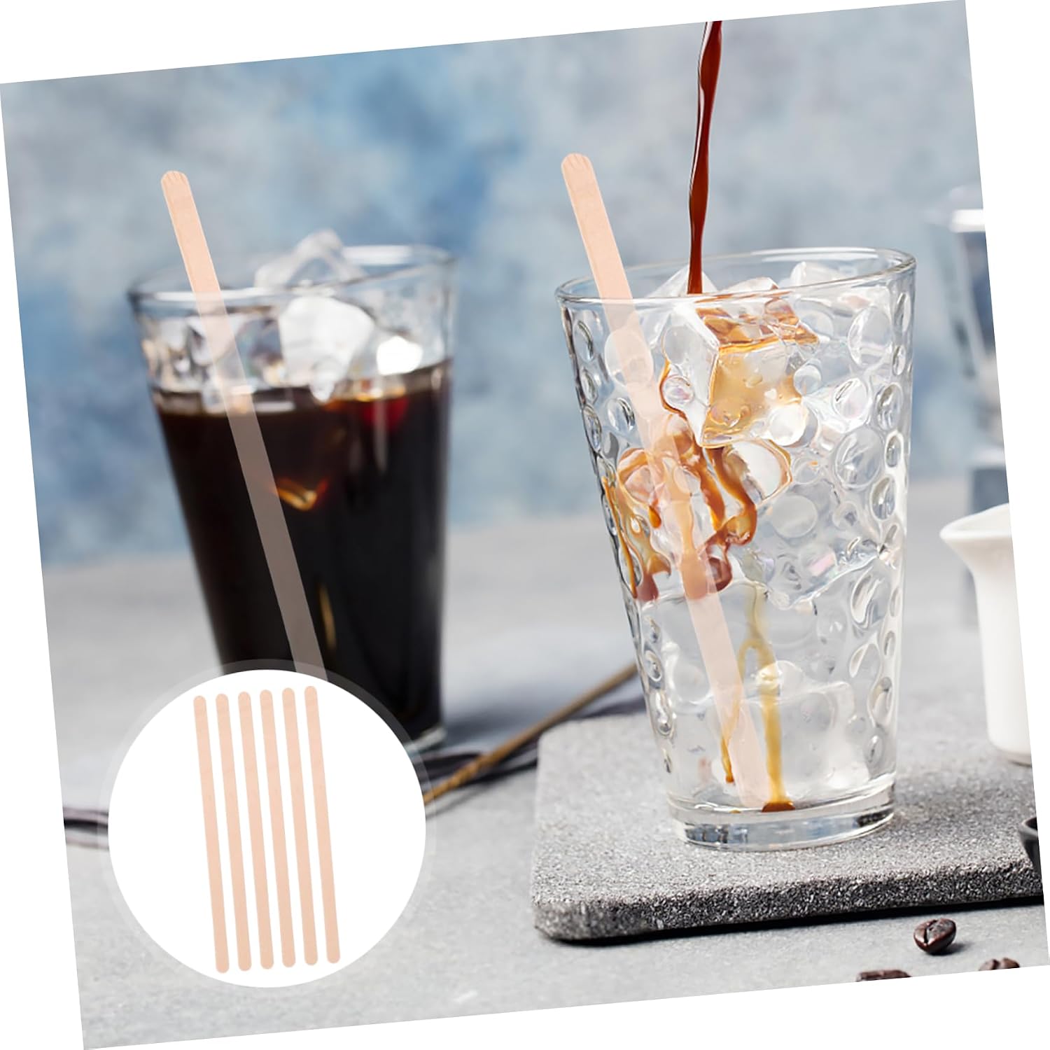 Luxshiny 500pcs Wooden Drink Stirrer Coffee Stick Smooth No Burrs Easy to Use Eco-friendly