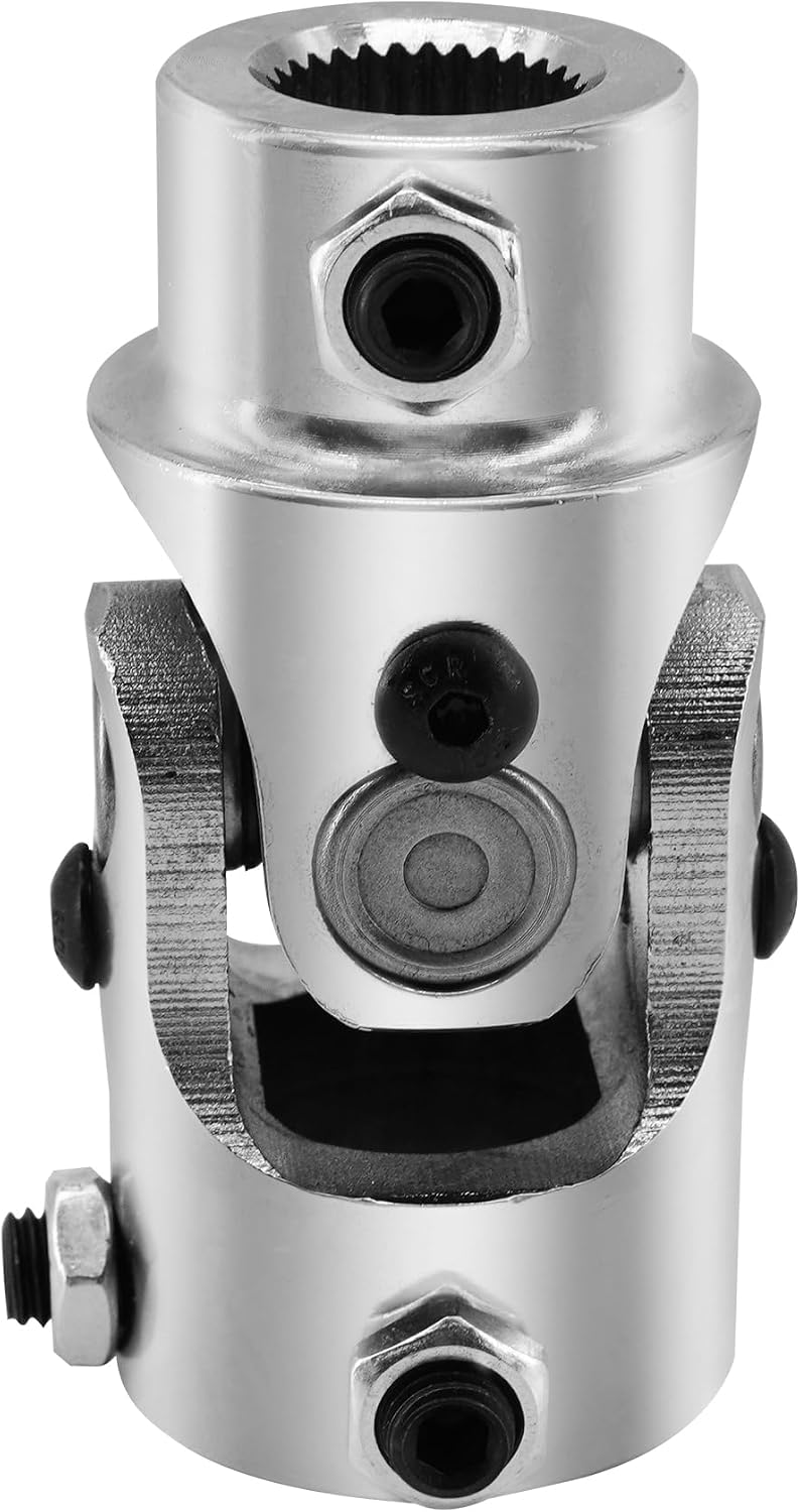 1" DD X 3/4" 30 Spline Steering Shaft Universal Joint Coupling Single U-Joint Coupler 1" DD to 3/4"-30 Spline Shaft Joint 35° Max Working Angle (Chrome)