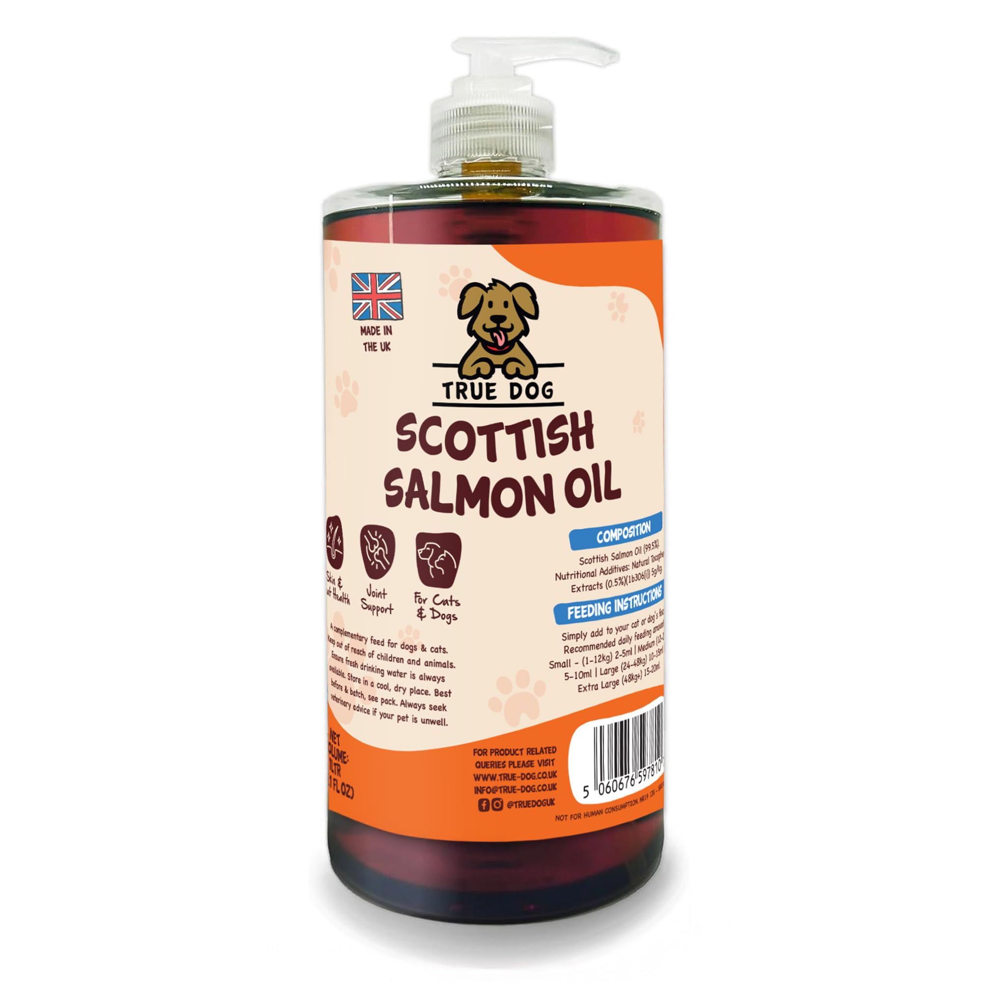 Scottish Salmon Oil for Dogs (1L) Omega 3 Fish Oil in Pump Dispenser for Healthy Coat, Joint Support and Immune System, Suitable for All Breeds and Sizes - Natural Pet Supplements