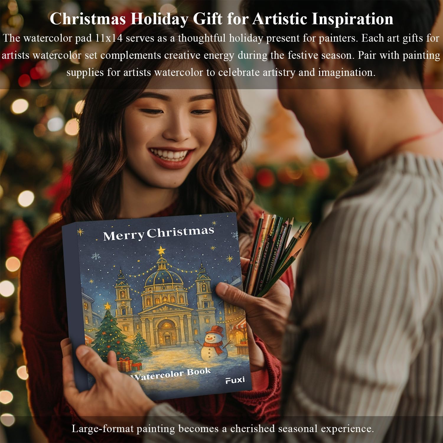 Fuxi Water Color Paper 11x14, Large Watercolor Paper 140 lb Cold Press, 32 Sheets (64 Pages) Watercolor Notebook, Water Color SketchBbooks for Adults Art Spplies.