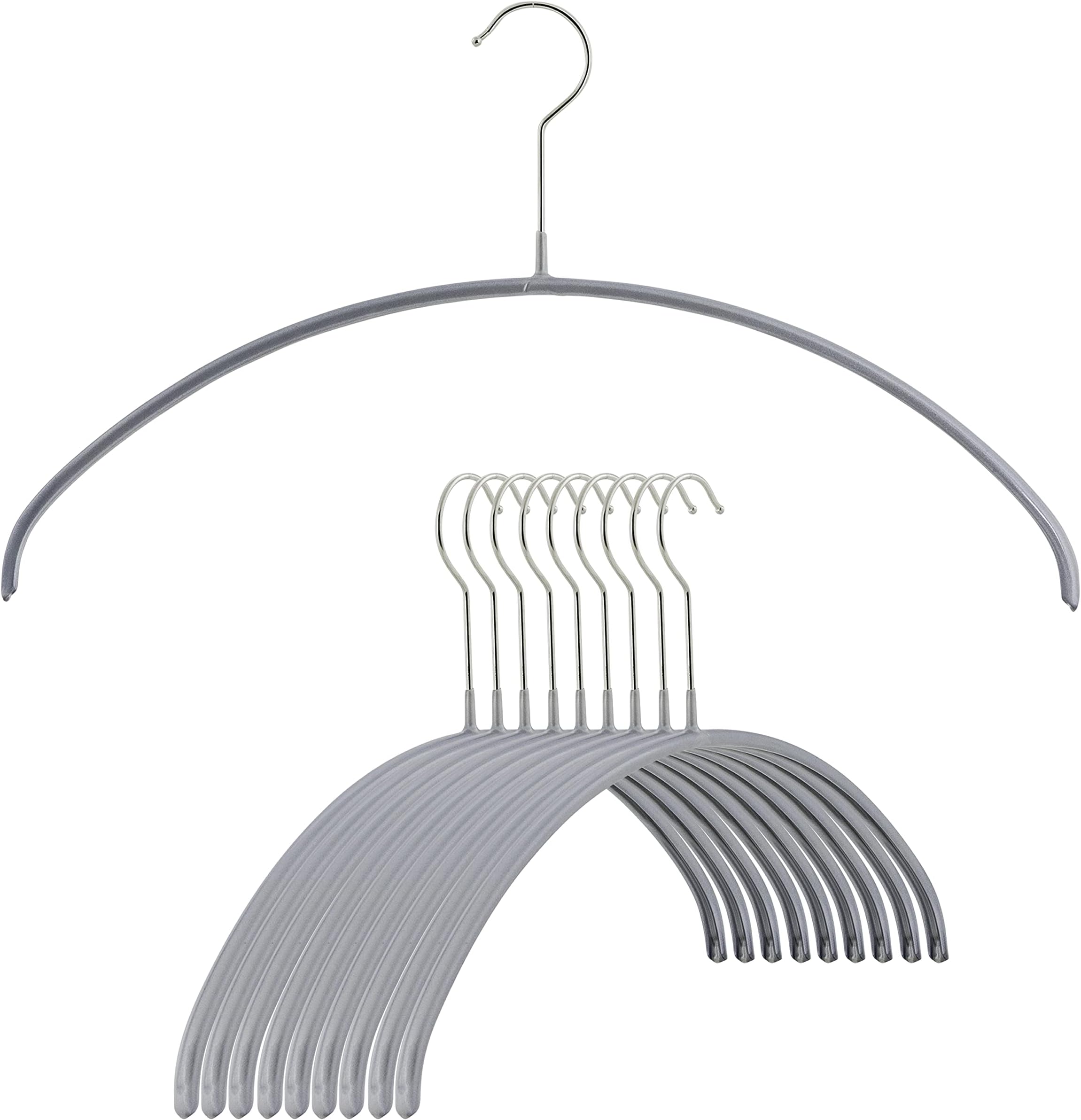 MAWAEuro Series Non-Slip Space Saving Clothes Hanger, Set of 10, Silver Style 40/P, Pack of 10, 10 Count (14148)