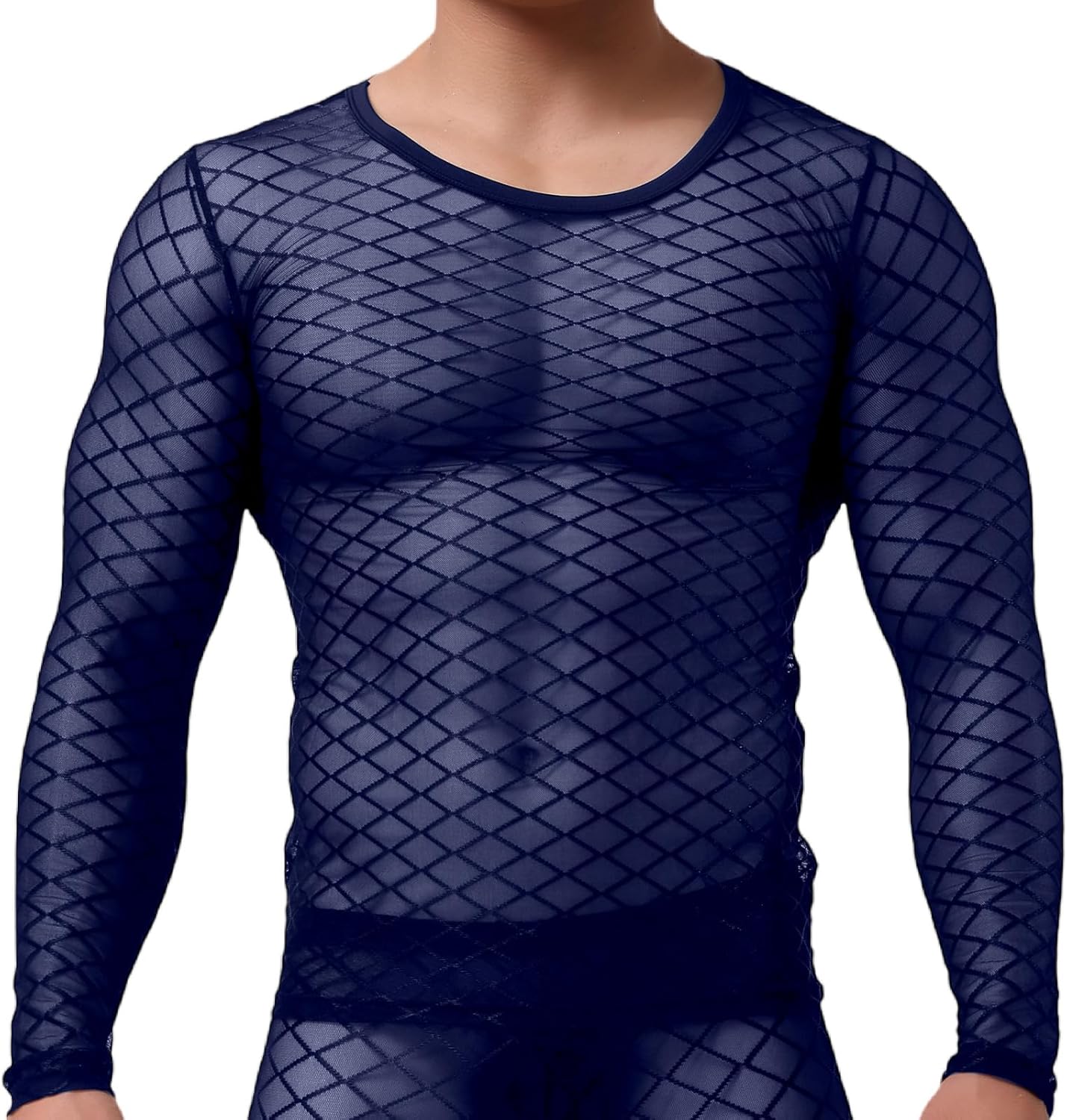 Amazon | [Maeau] メンズ セクシー インナーシャツ クルーネック 網