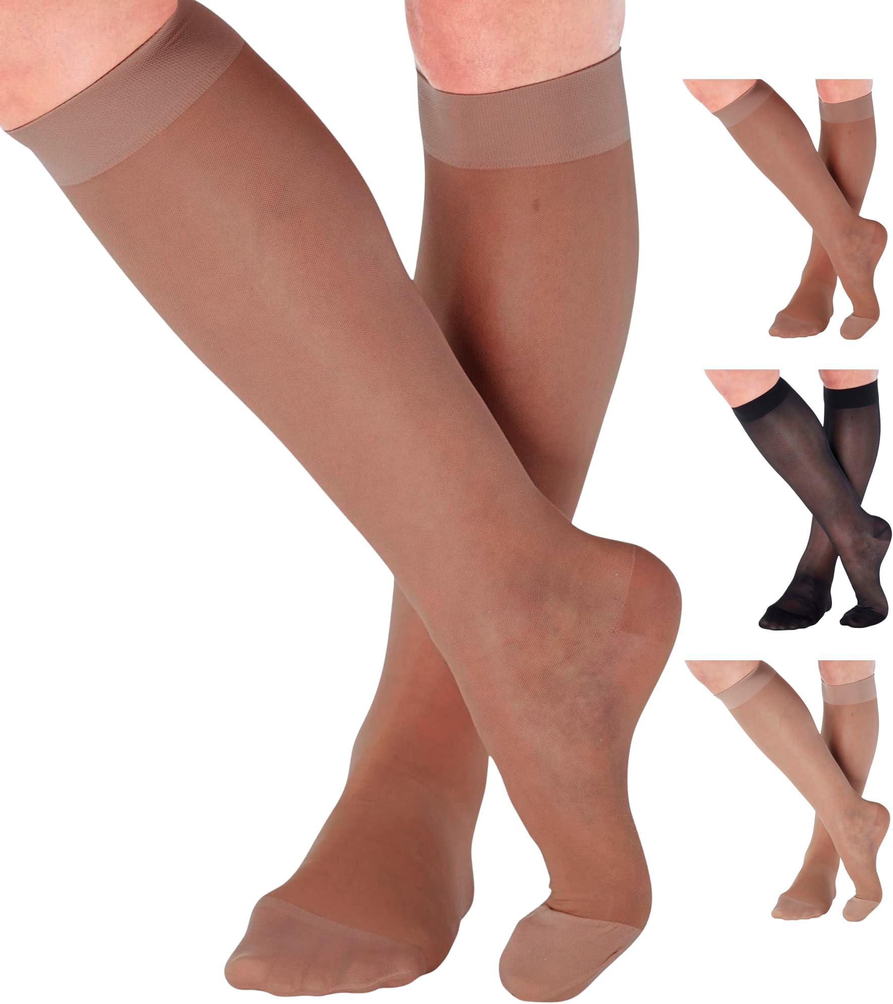 - ABSOLUTE SUPPORT - Compression Socks for Women Circulation 20-30mmHg - Womens Sheer Compression Stockings for Swelling, Lymphedema, DVT, Post Surgery Recovery - Beige, Large - A205BE3
