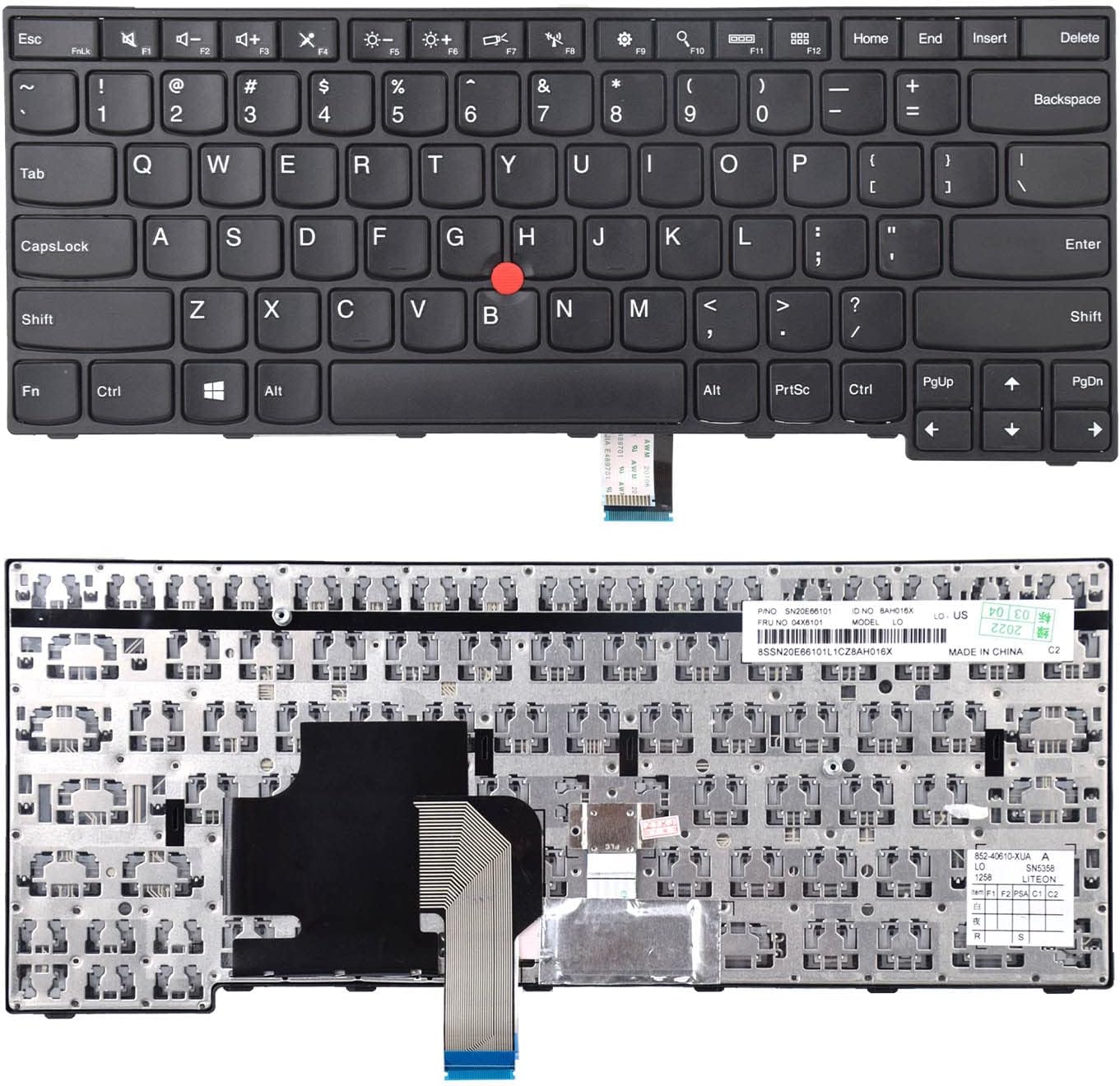 Replacement Keyboard Compatible with Lenovo IBM Thinkpad E450 E450C E455 E460 E465 W450 with Pointer (No Backlight)