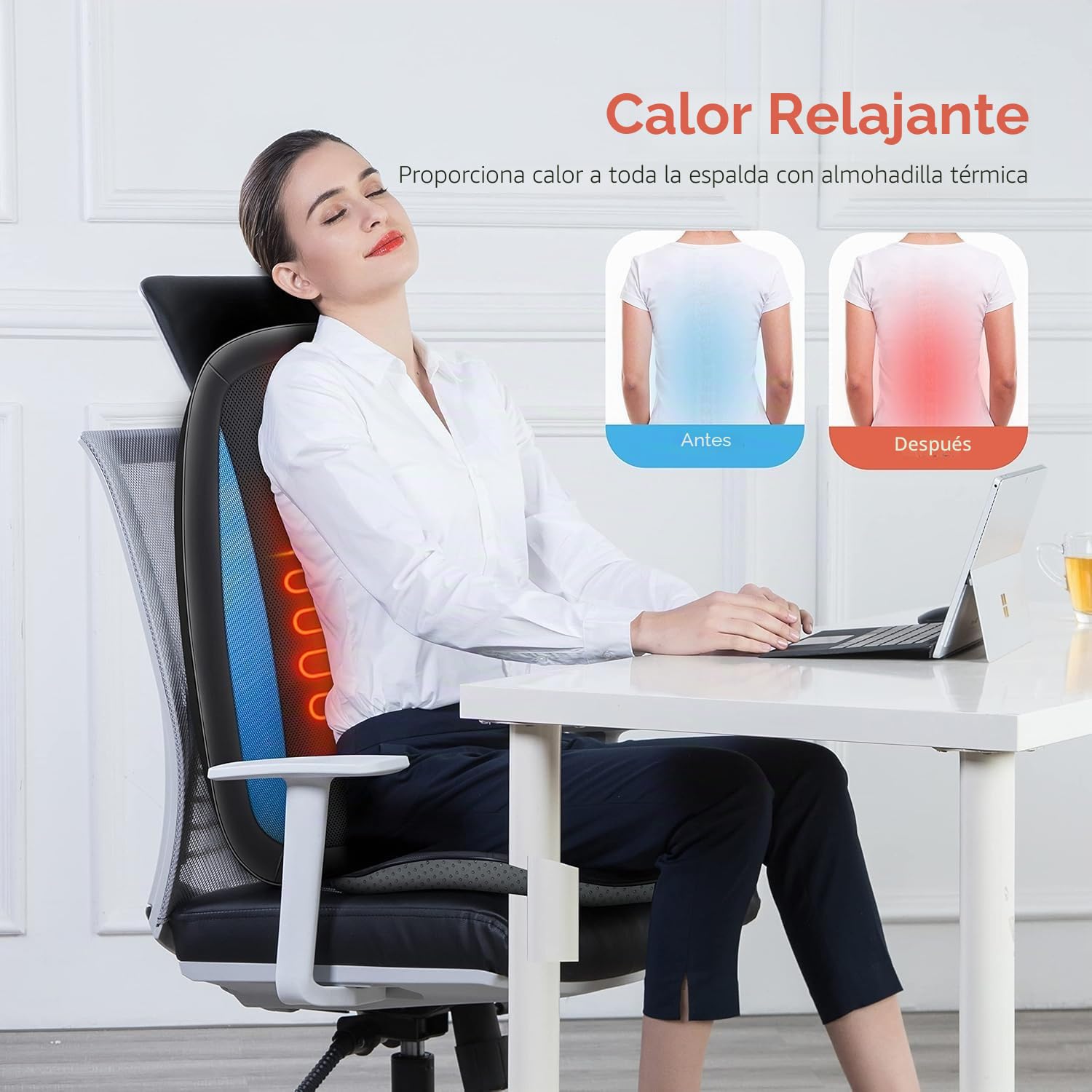 COMFIER Shiatsu - Masajeador de Espalda con Calor, Silla de Masaje de Tejido Profundo, Almohadilla de Silla de Masaje para Espalda Completa, masajeador de Silla para Uso doméstico u Oficina, Regalos