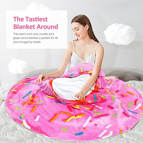 Miniatura 4 de Manta redonda novedosa, manta con patrón de comida para adultos y niños, divertida y suave manta de franela de felpa para interiores, exteriores,