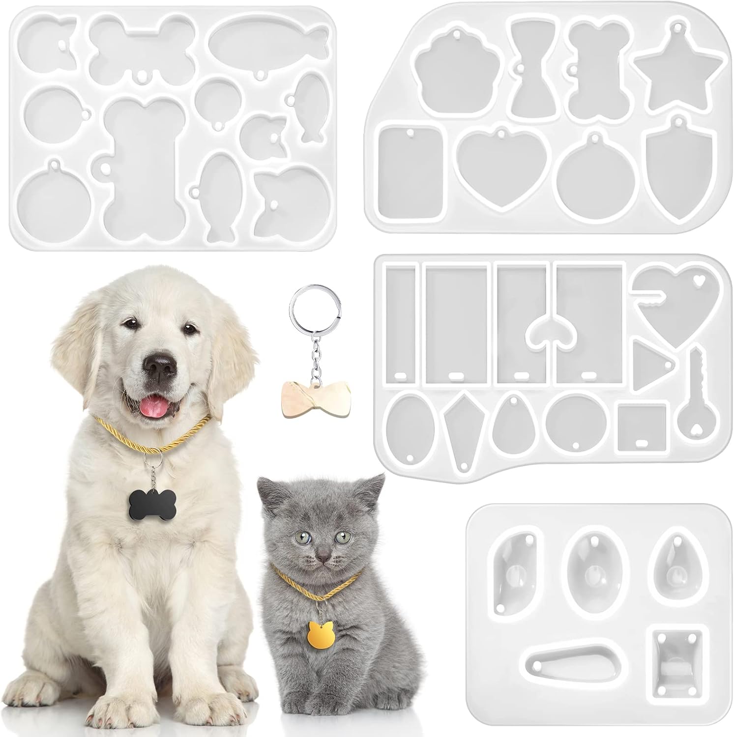 meekoo 36 Styles Assorted Resin Molds Dog Tag Silicone Mold