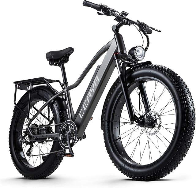 CEAYA Electric Bike,E Bike For Adults,48V 18AH Removable Massive Battery,26" x 4.0 Fat Tire Ebike, Shimano 8-Speed Snow Beach Mountain E-Bike