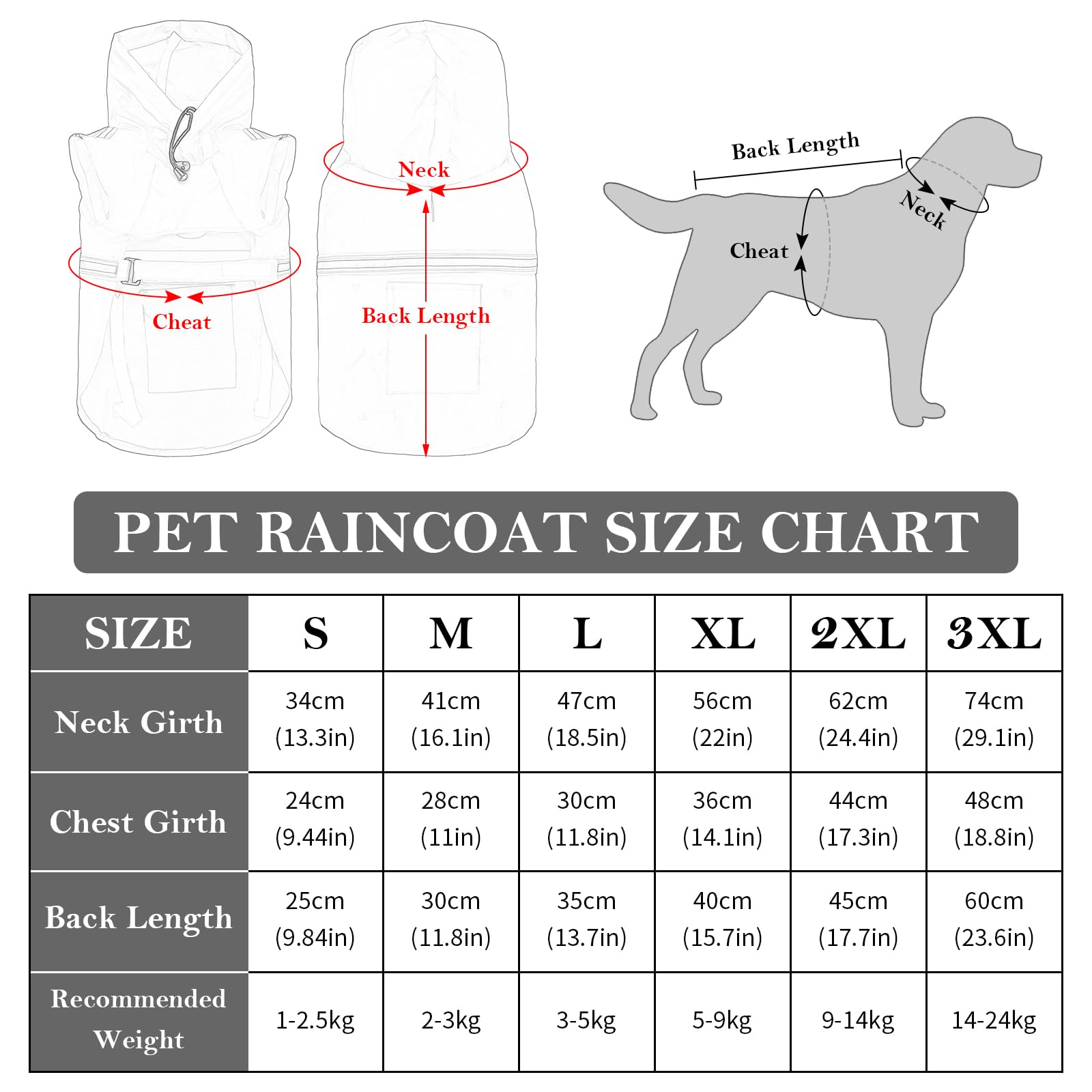 Amexo Impermeabile per Cani con Strisce Riflettenti Giacca da Pioggia Impermeabile per Cane con Regolabile Cappuccio Poncho Ultraleggero per Cani di Taglia Piccola Medio e Grande (XXL)