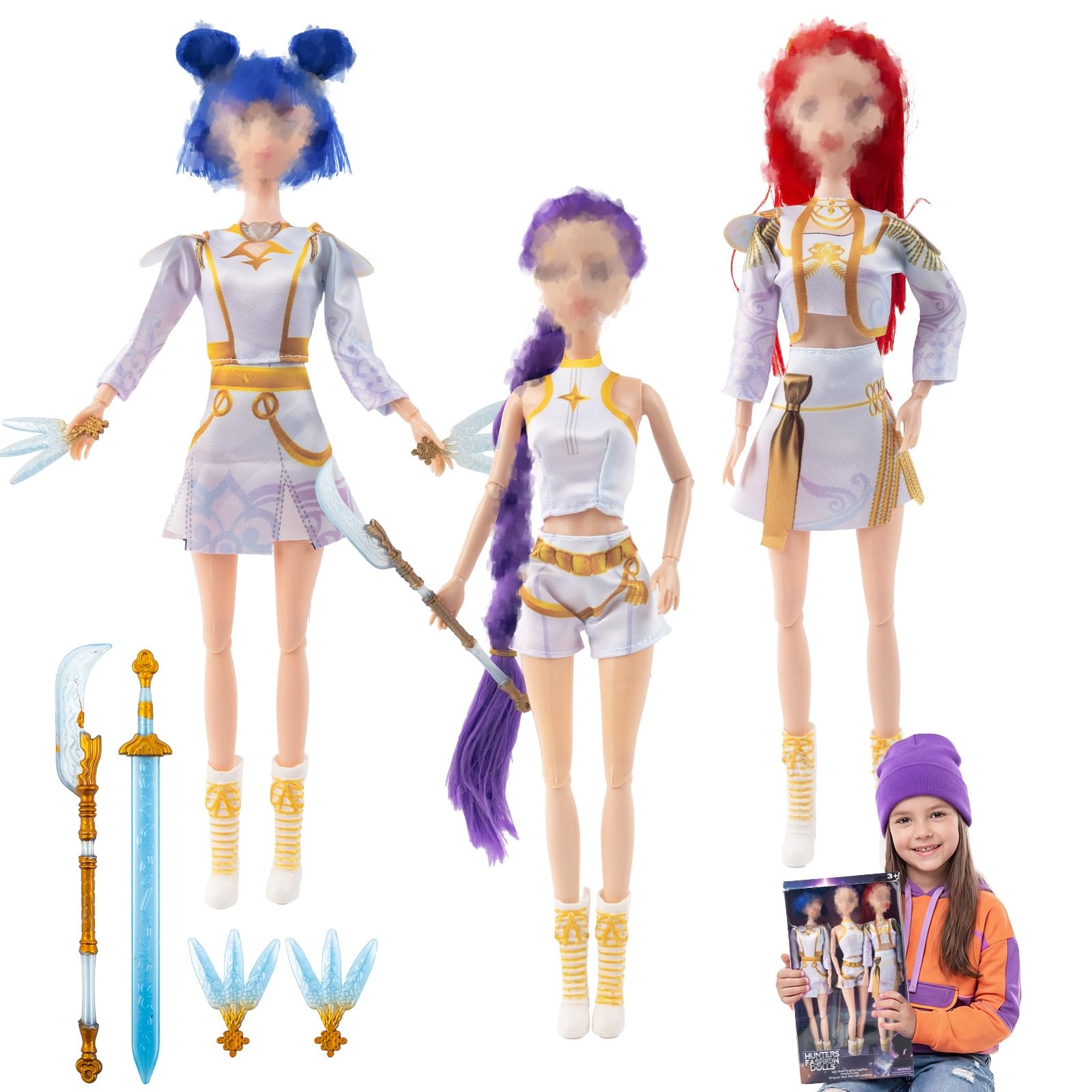 Kids Toys Hunter Figures, Cute Dolls & figurine with Movie Pop Singer Idol Collectible Models Set Anime Action Figures Fan Merch for Display Desk Decor Carnival Christmas Birthday Gifts