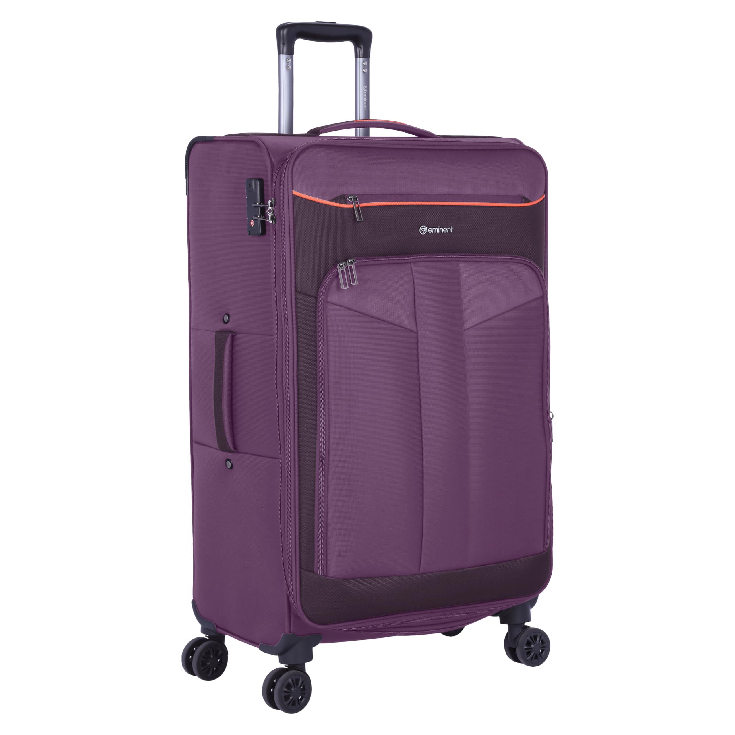 Unisex Soft Luggage Trolley Polyester Lightweight Expandable 4 Double Spinner Wheeled Suitcase with 3 Digit TSA lock E788SZ (Checked Luggage 28-Inch, Purple)