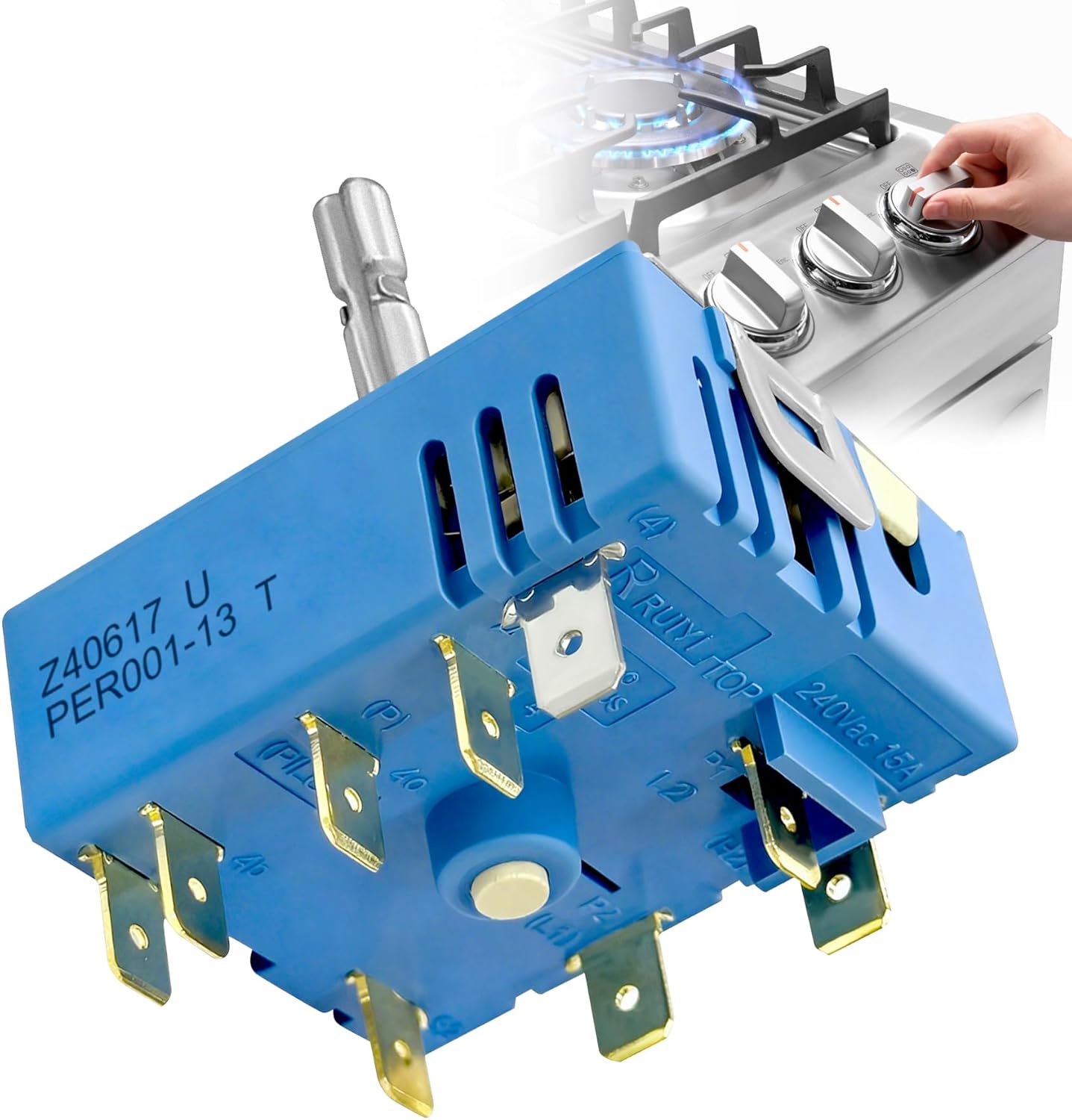 Earthtec DG44-01007B DG44-01007A PER001-03 PER001-13 Triple Burner Switch，Elements Control Replacement for Samsung Range Stove 160817,H-Cut