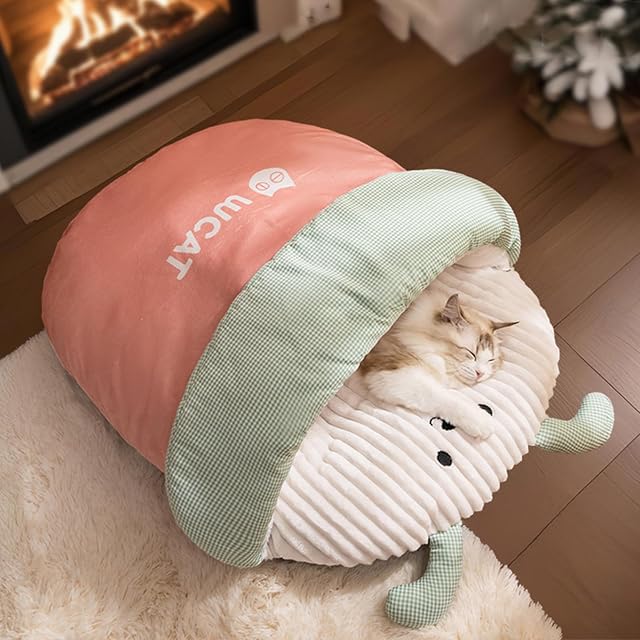 PETCUTE Saco de Dormir para Gatos,Lindo,Cama Cueva Gato de Interior,Cálido y Suave,Lavable Camas…