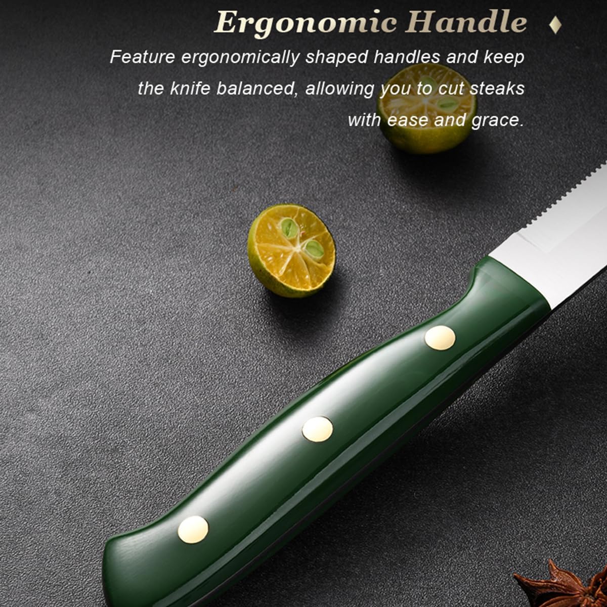 Steak Knife Set of 5,Colorful Stainless Steel Steak Knife 4.5 inch Super Sharp Serrated Steak Knife Set - Ideal for Table Dinners and Fruit Pairing