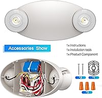 Vista 3 de 1 paquete de luces LED de emergencia con respaldo de batería, ajustable, 2 luces LED de emergencia para cabeza de ojo de insectos, con certificación