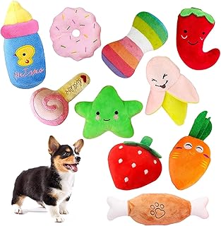 Puppy Toys,Squeaky Dog Toys for Small Dogs, 10 Pack Cute Small Dog Toys, Stuffed Plush Squeaky Dog Toys, Durable Puppy Teething Toys, 100% Natural Cotton Chew Toys, Safe Non-Toxic