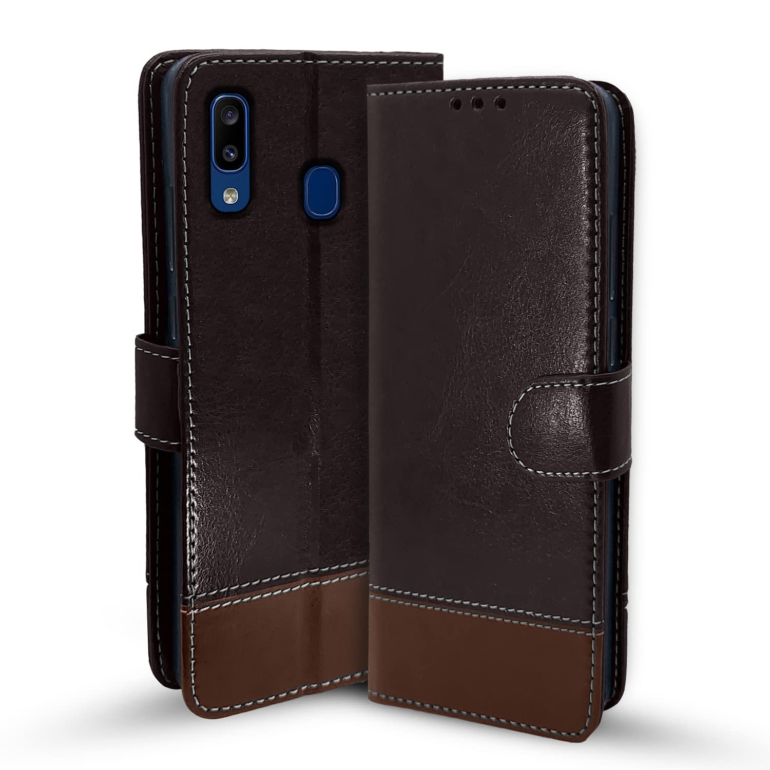 Pikkme Samsung Galaxy A20 / A30 Flip Cover | Dual-Tone PU Leather Finish | Wallet Style & Stand | Magnetic Flip Case for Samsung Galaxy A20 / A30 (Coffee & Brown) (B0B9NKC62P) Amazon Price History, Amazon Price Tracker