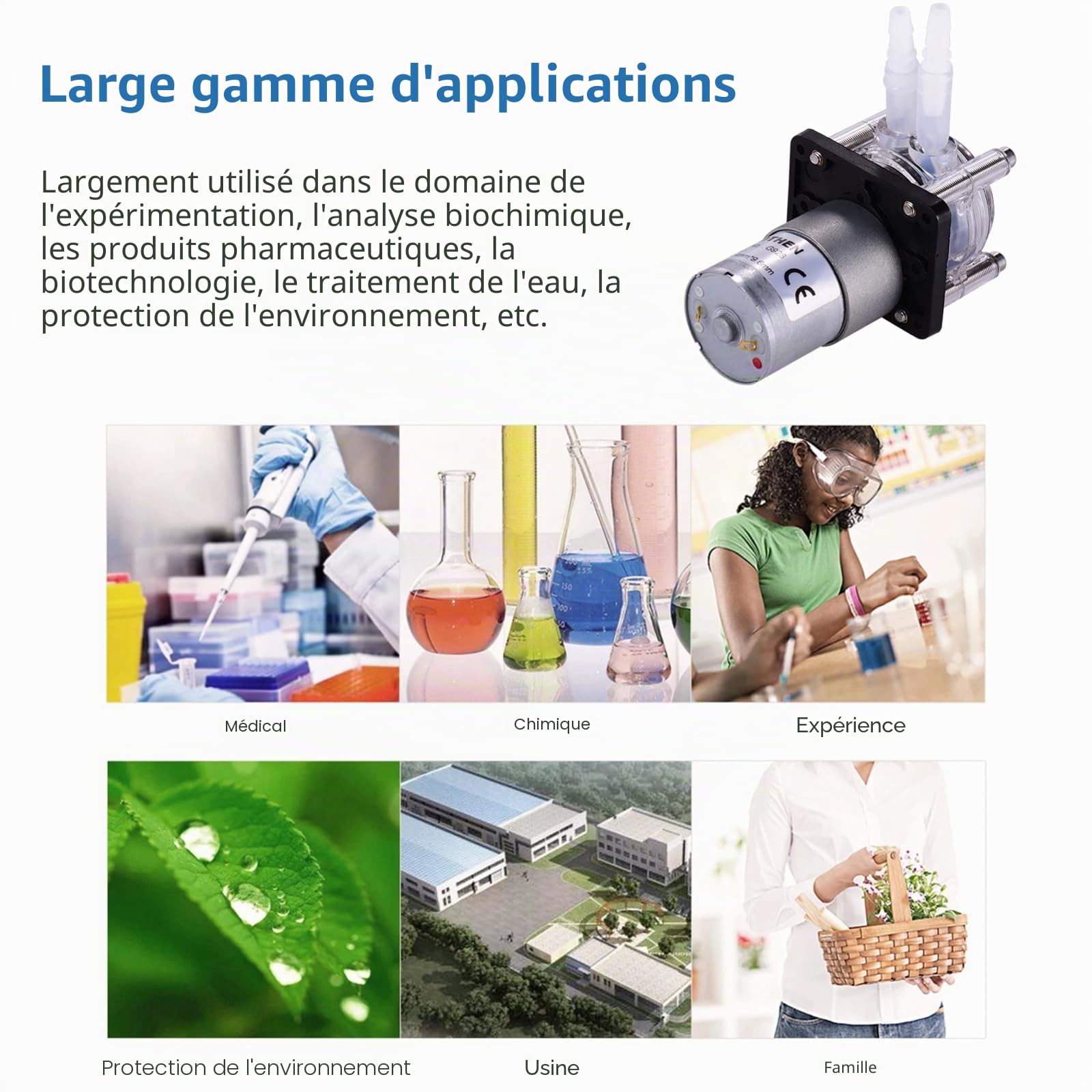 Pompe Liquide Péristaltique G928, Pompe Péristaltique Trois Rouleaux | Grand Débit 500ml/min, Tube Silicone Alimentaire, 3 Rouleaux en Acier Inoxydable 304, pour Aquarium et Laboratoire