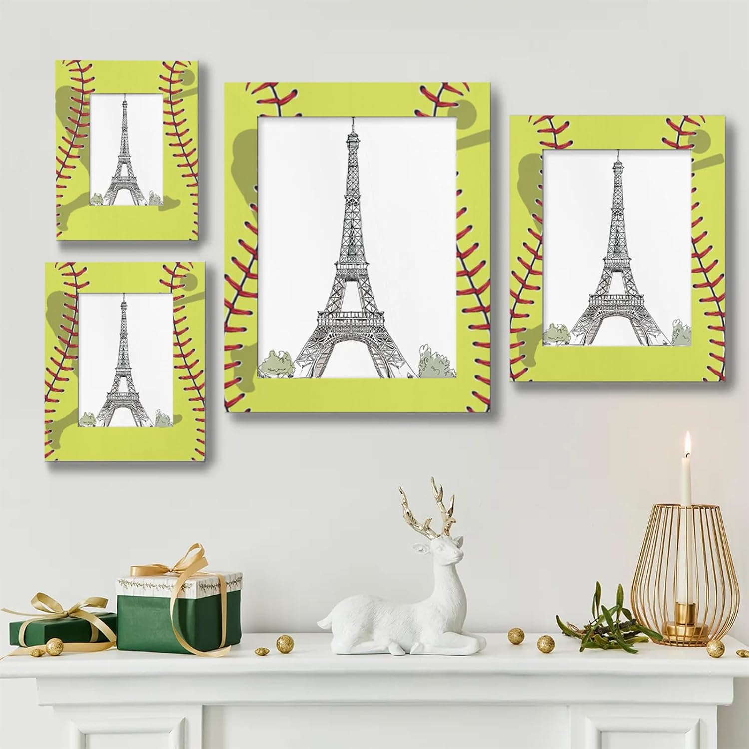 Sport Baseball Softball Lace Picture Frame 8x10, Sport 8x10Photo Frame Horizontal &Vertical Display 8 by 10Wooden Picture Frame for Desktop or Wall Decoration