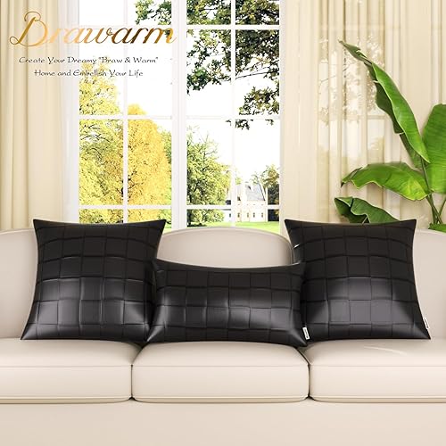 Miniatura 89 de BRAWARM Fundas de almohada de piel sintética de 20 x 20 pulgadas, paquete de 2, fundas de almohada de cuero crema, almohadas decorativas de cuero