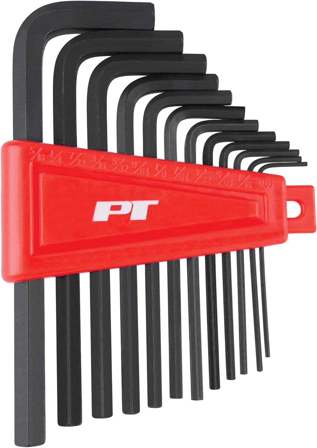 Performance Tool W1391 12-Piece Long Arm Hex Key Set - Heat Treated Alloy Steel, Includes Plastic Holder for Storage, SAE Sizes: 050-5/16-Inch