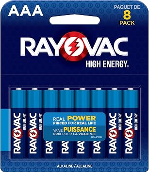 Rayovac High Energy AAA Batteries 8 Pack, Alkaline Triple A Batteries